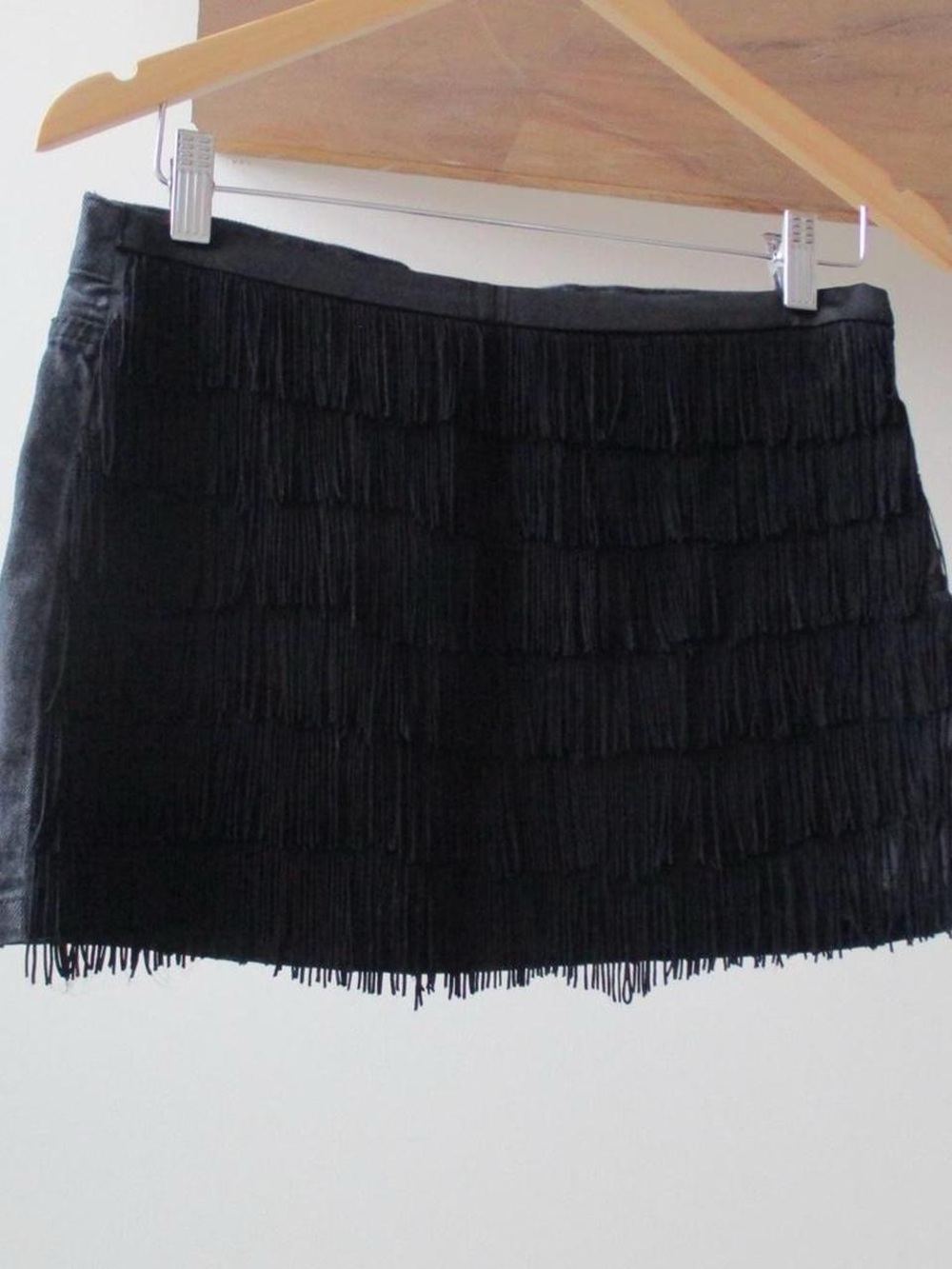 Undercover Black Fringe Denim Mini Skirt